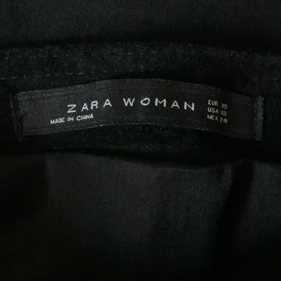 Zara Genuine Leather Suede Floral Embroidery O-Ring Zip-Up Skirt XS - Picture 3 of 4